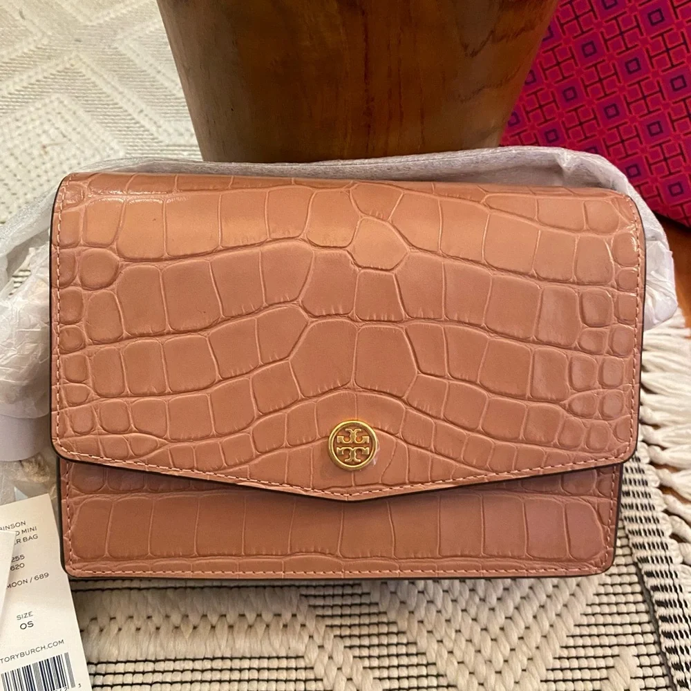 Tory Burch Robinson Croc-Embossed Mini Shoulder Bag